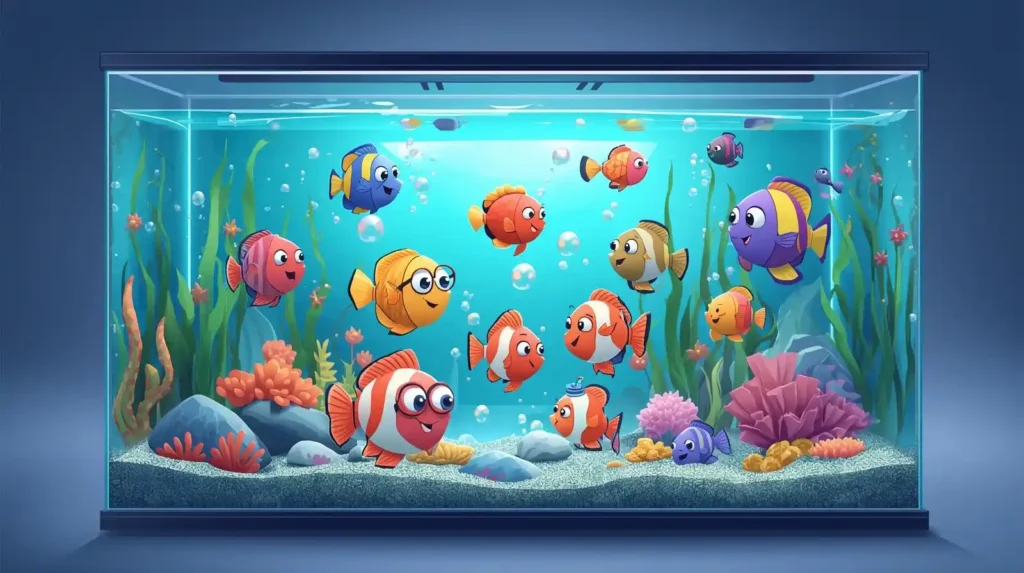 Colorful fish inside aquarium tank
