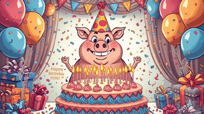 Birthday hog with cake