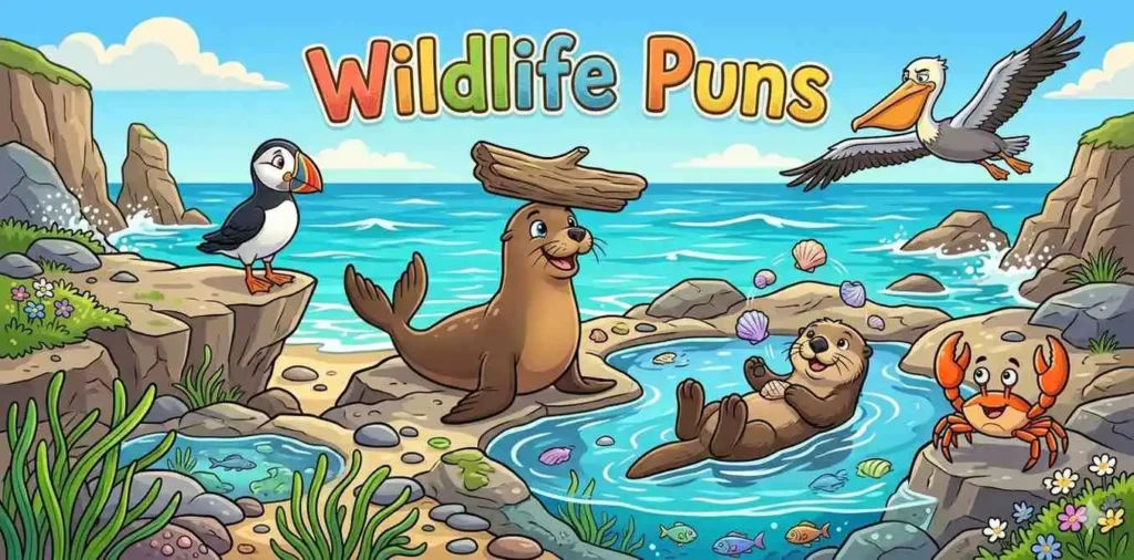 Sea lion with coastal animals