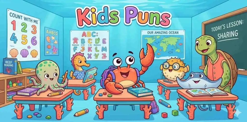 Young crab learning at school