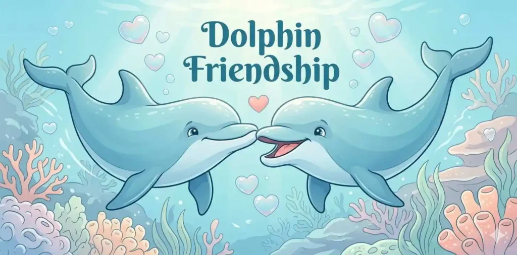 Friendly dolphins bonding underwater