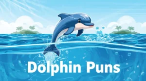 Happy cartoon dolphins jumping