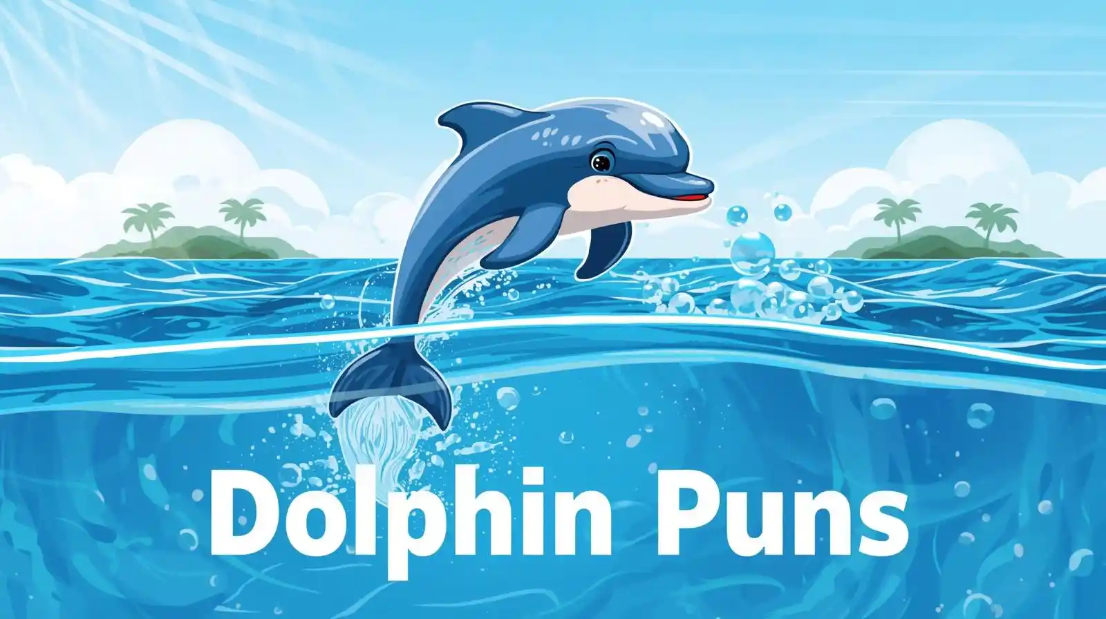 Happy cartoon dolphins jumping