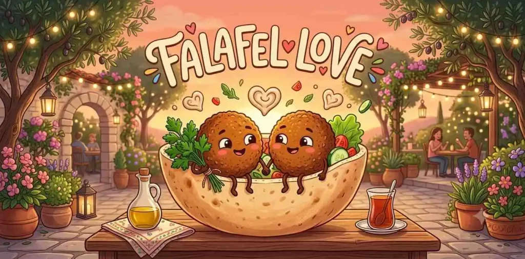 Romantic falafel couple smiling