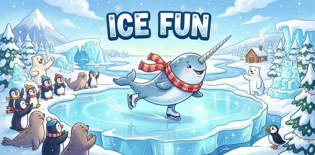 Narwhal ice skating on ice