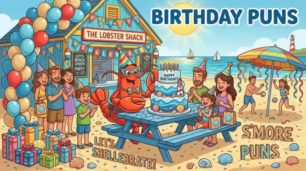 Lobster birthday celebration scene