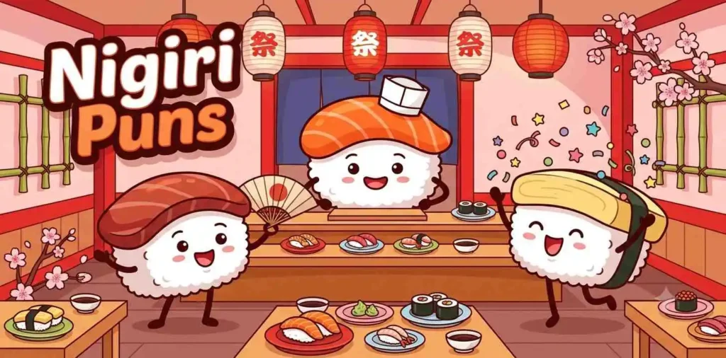 Happy nigiri sushi friends