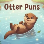 Cute otter floating river