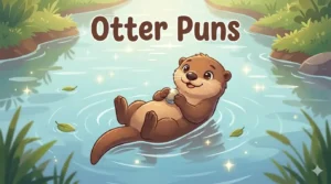 Cute otter floating river