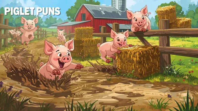 Funny piglets playing in mud