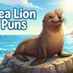 Happy cartoon sea lion smiling