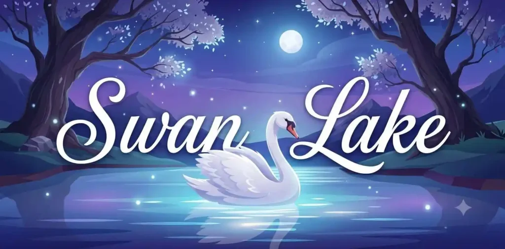 Swan dancing on lake stage