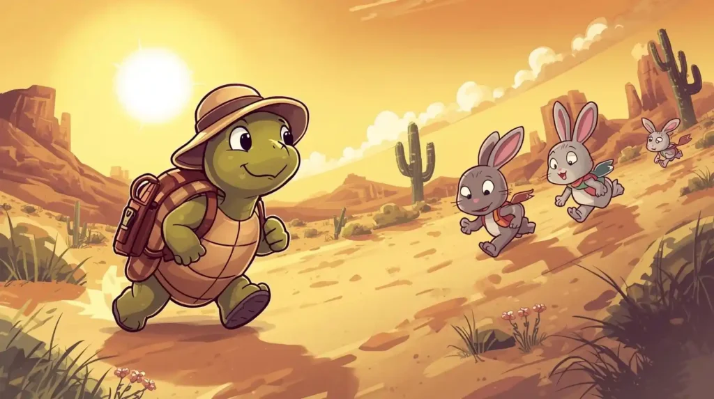 Funny tortoise on slow adventure