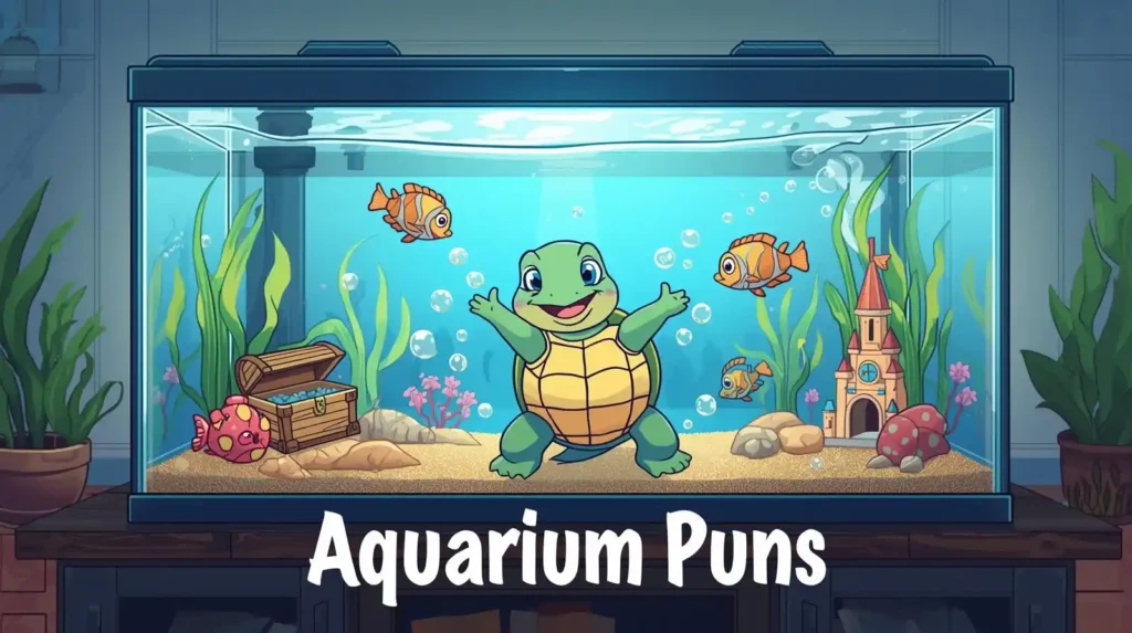 Playful turtle inside aquarium