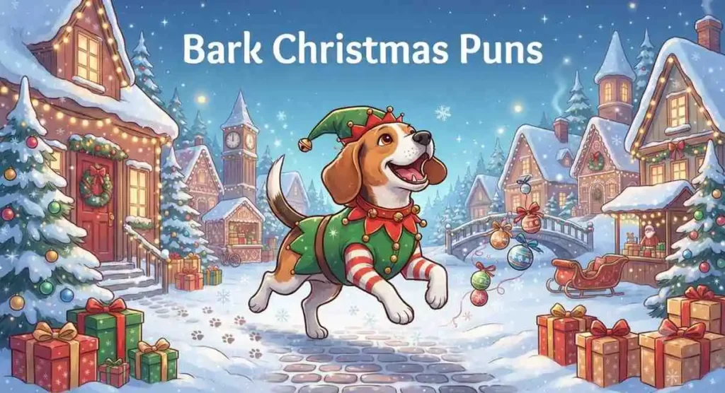 Festive barking dog