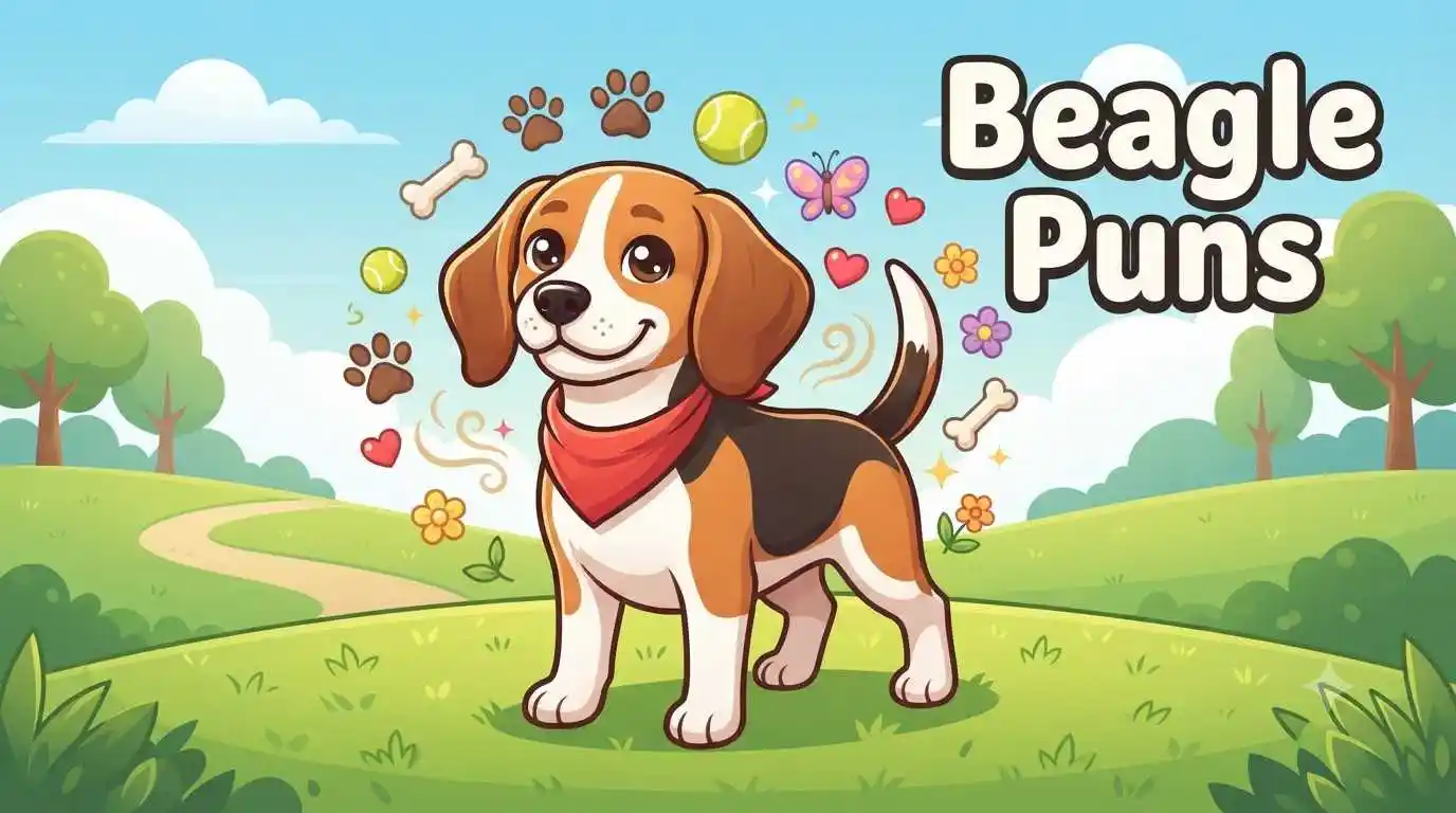 Happy beagle smiling.
