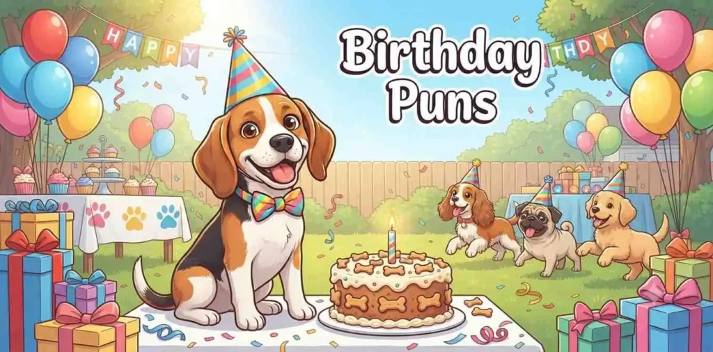 Beagle birthday party celebration.
