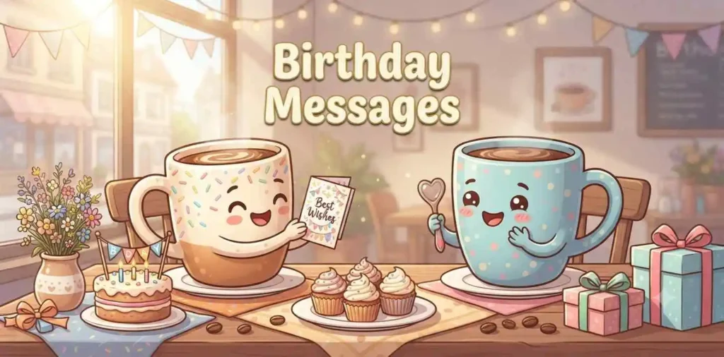 Coffee birthday greeting scene