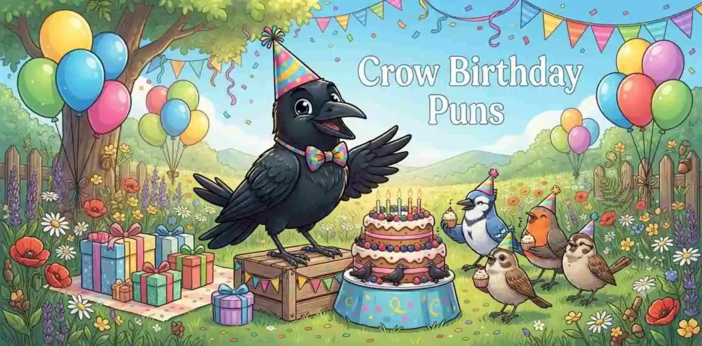 Birthday crow celebrating