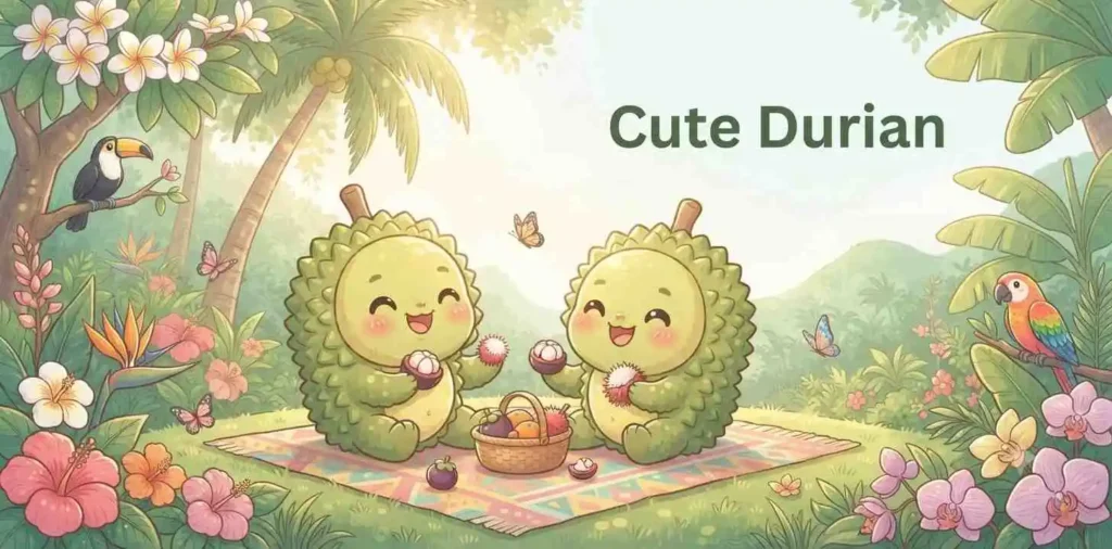 Cute smiling durian friends