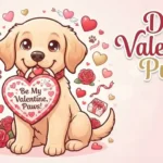 Cute puppy with hearts.