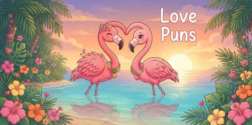 Cute flamingo couple love
