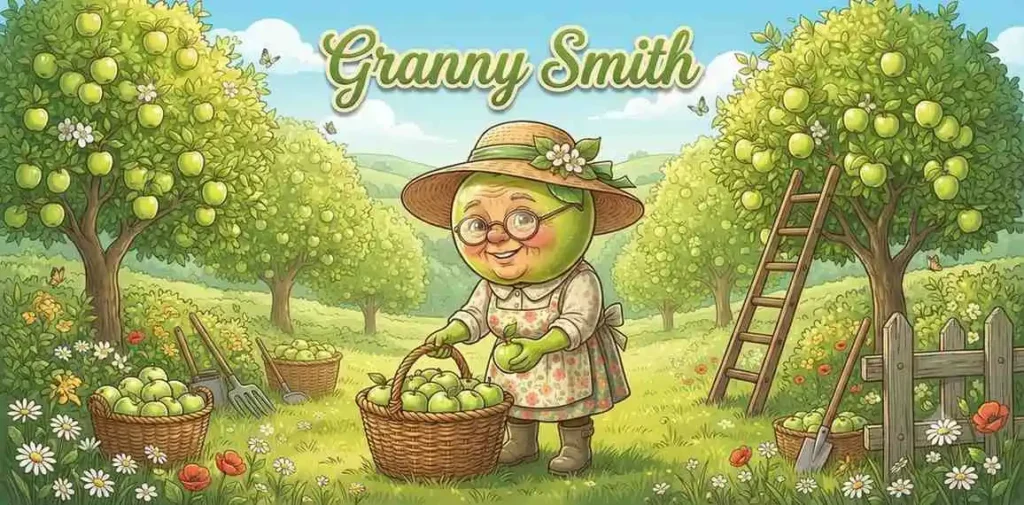 Green apple orchard character