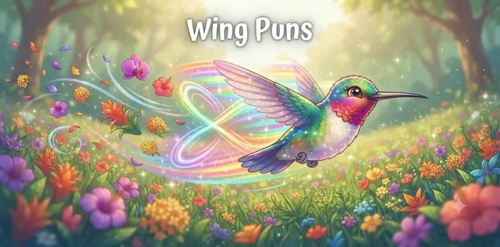 Hummingbird flying with wings