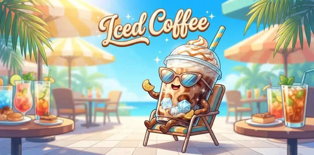 Cheerful iced coffee drink