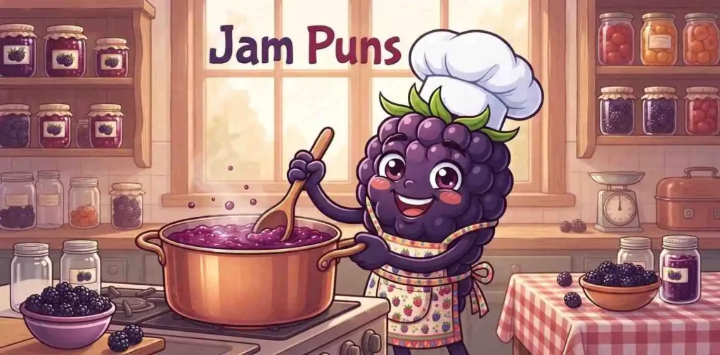 Funny blackberry making jam