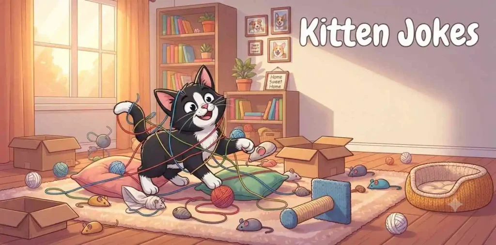 Funny kitten making mischief
