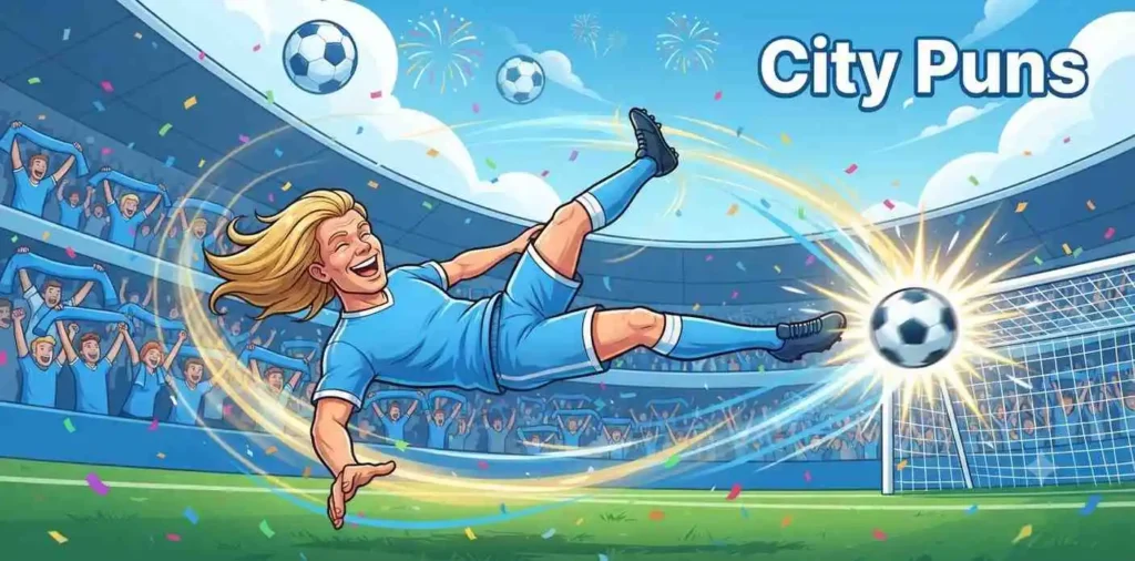 striker scoring amazing goal.