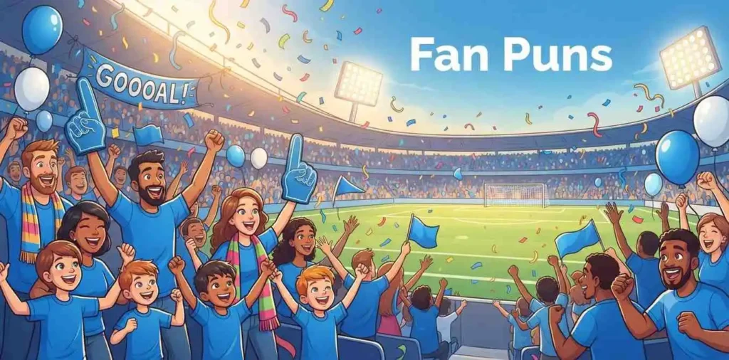 Happy soccer fans cheering together.