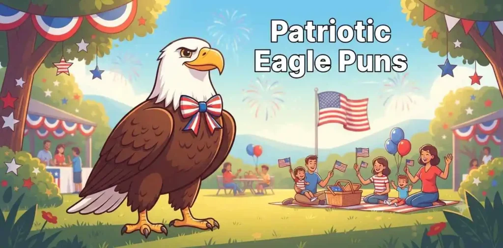 Patriotic eagle celebrating