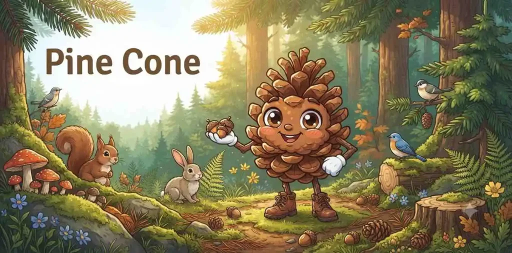 Cute pine cone character