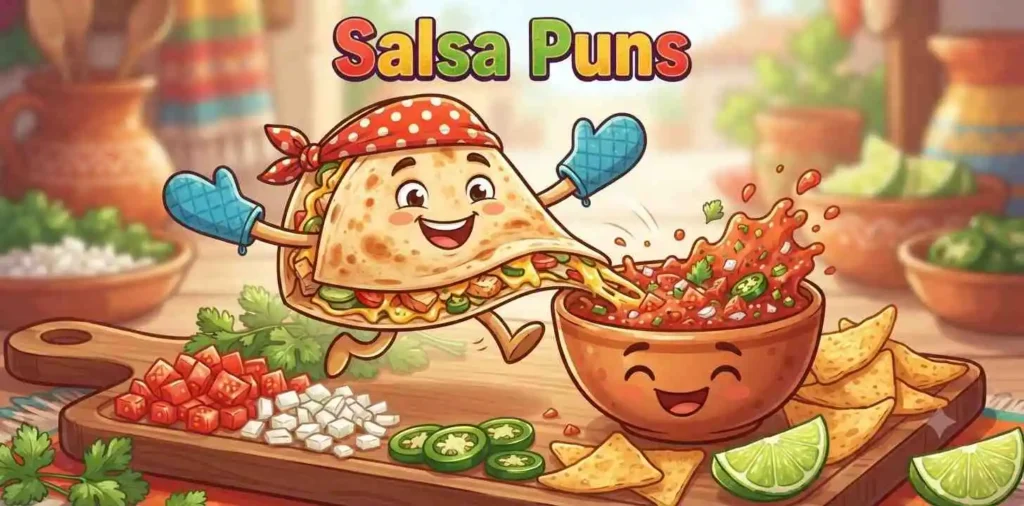 Quesadilla dipping into salsa