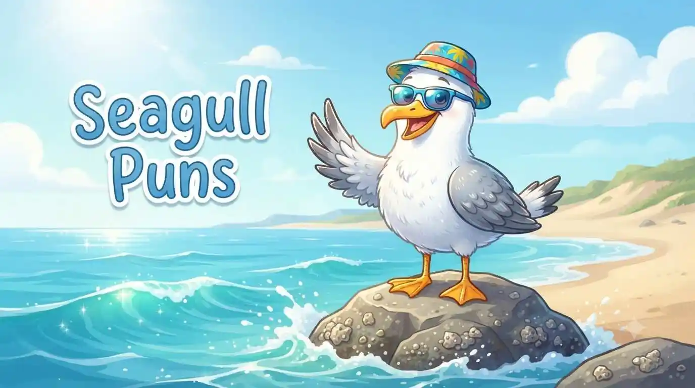Funny seagull by ocean