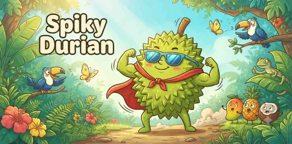 Funny spiky durian smiling