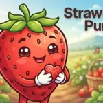 Cute smiling strawberry character