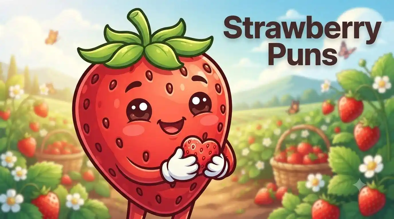 Cute smiling strawberry character