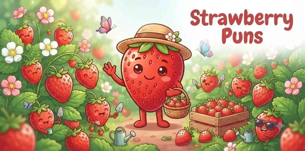 Happy strawberry character