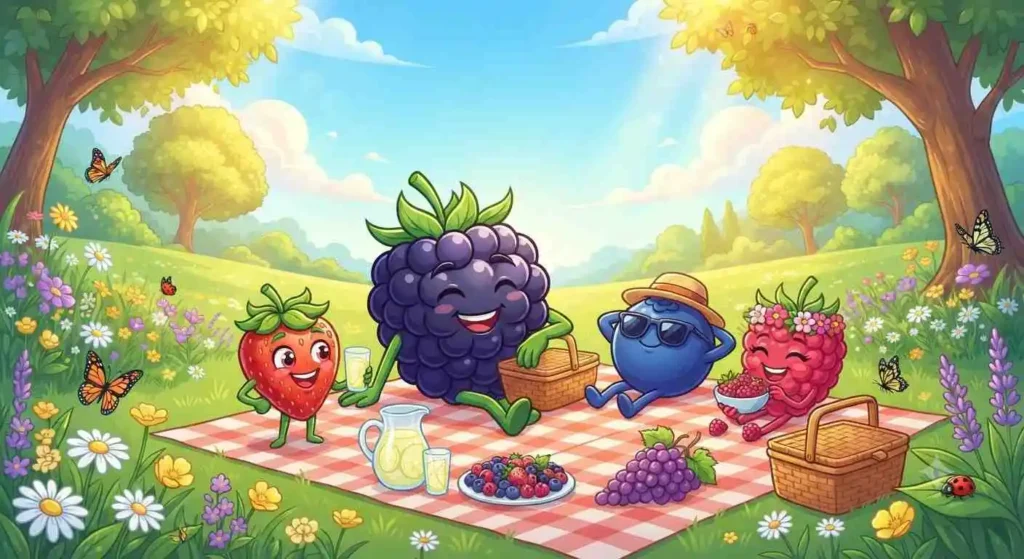 Happy berries at picnic