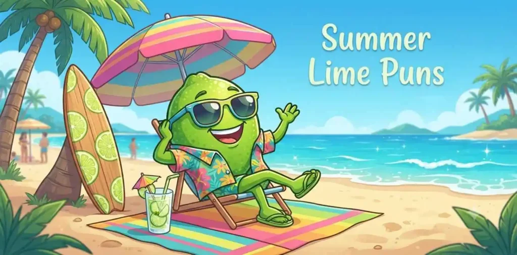 Summer lime beach mascot
