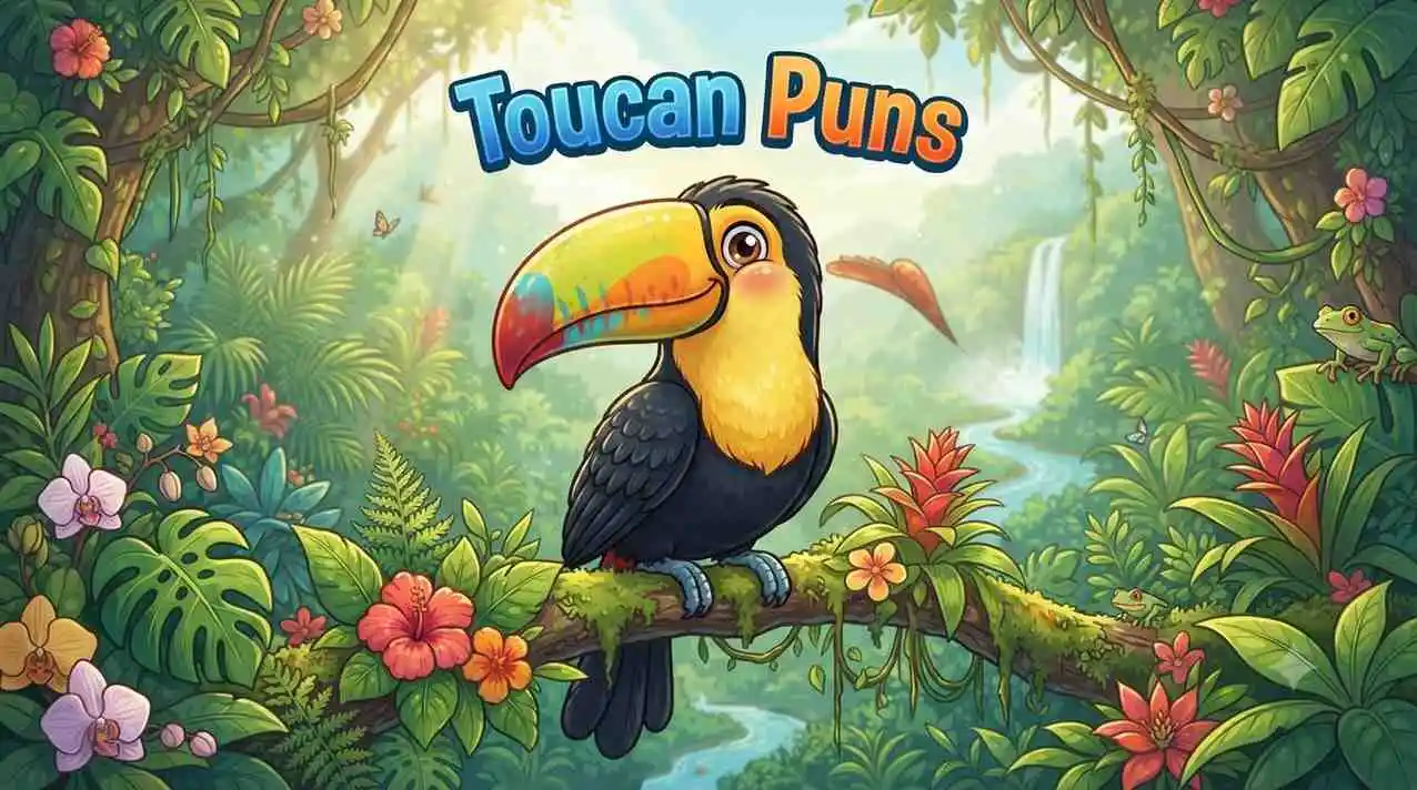 Colorful toucan jungle scene