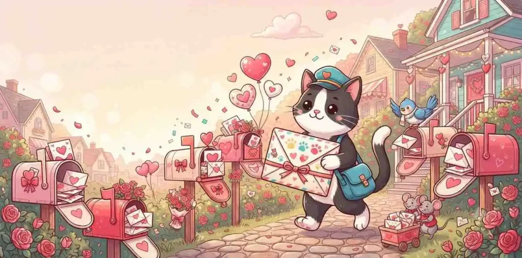 Cat holding Valentine card