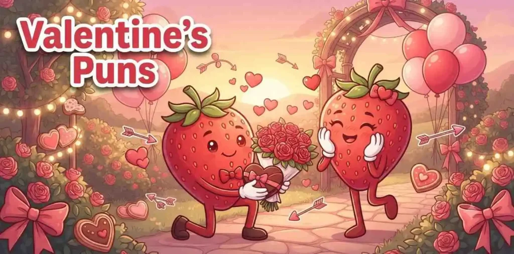 Romantic strawberry couple smiling
