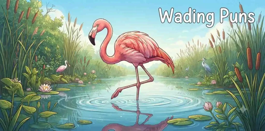Flamingo wading water