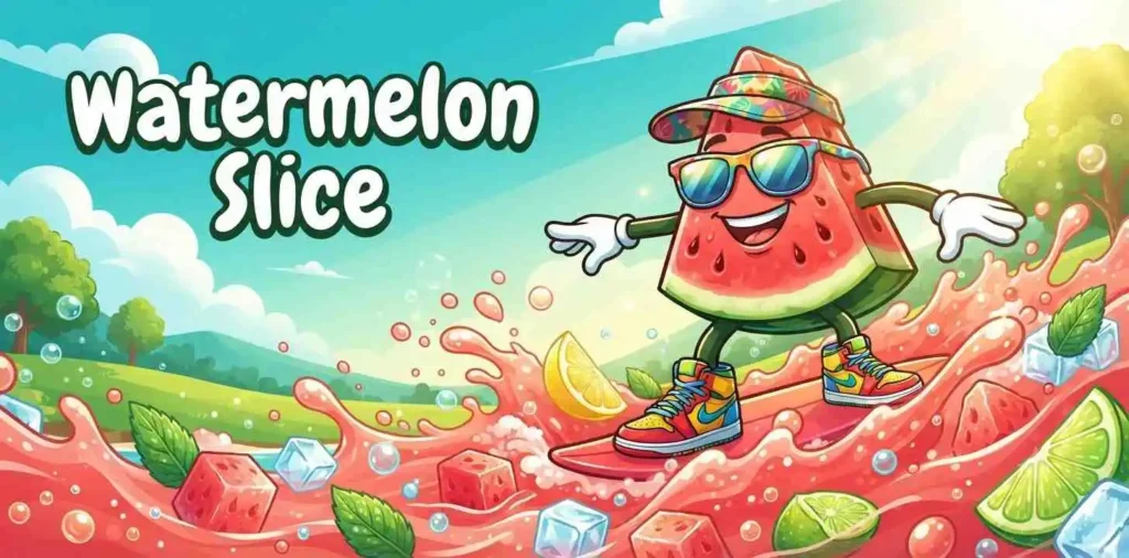 Smiling watermelon slice character