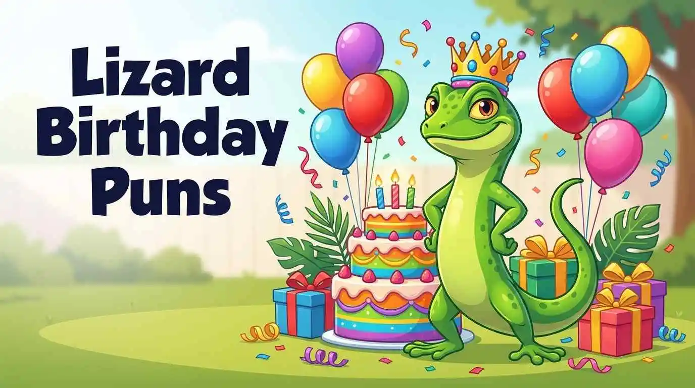 Funny lizard birthday celebration