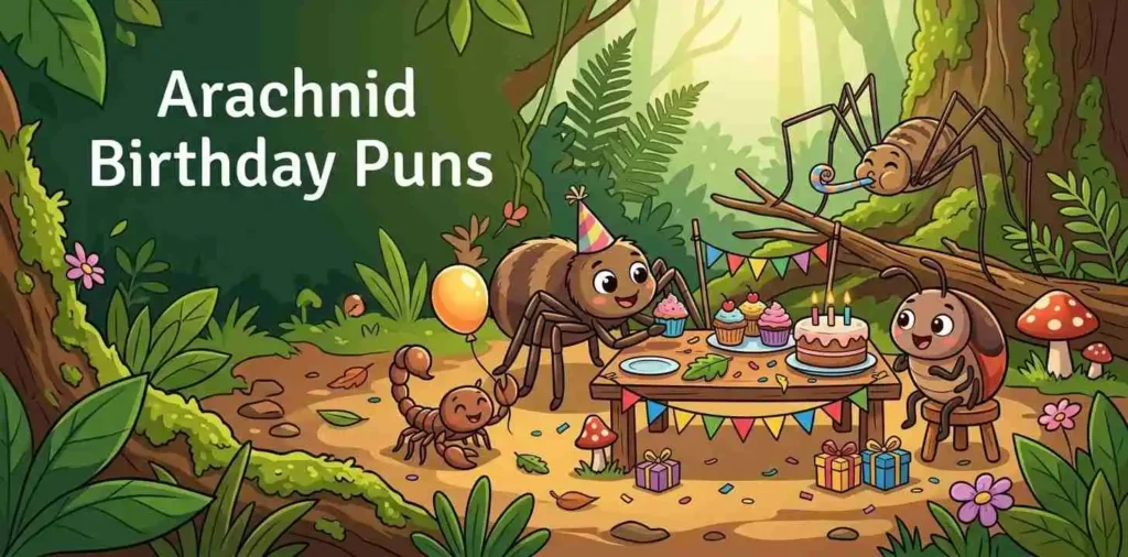 Colorful arachnid birthday party